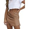 imageLYANER Womens Casual Floral Print Satin Silk High Waist Zipper Mini Short SkirtSolid Khaki