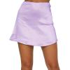 imageLYANER Womens Casual Floral Print Satin Silk High Waist Zipper Mini Short SkirtSolid Lilac