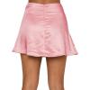 imageLYANER Womens Casual Floral Print Satin Silk High Waist Zipper Mini Short SkirtSolid Pink