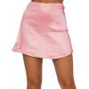 imageLYANER Womens Casual Floral Print Satin Silk High Waist Zipper Mini Short SkirtSolid Pink