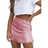 imageLYANER Womens Casual Floral Print Satin Silk High Waist Zipper Mini Short SkirtSolid Pink