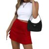 imageLYANER Womens Casual Floral Print Satin Silk High Waist Zipper Mini Short SkirtSolid Red
