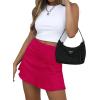 imageLYANER Womens Casual Floral Print Satin Silk High Waist Zipper Mini Short SkirtSolid Rose Red