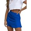 imageLYANER Womens Casual Floral Print Satin Silk High Waist Zipper Mini Short SkirtSolid Royal Blue