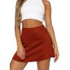 imageLYANER Womens Casual Floral Print Satin Silk High Waist Zipper Mini Short SkirtSolid Rust