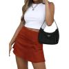 imageLYANER Womens Casual Floral Print Satin Silk High Waist Zipper Mini Short SkirtSolid Rust