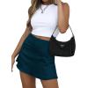 imageLYANER Womens Casual Floral Print Satin Silk High Waist Zipper Mini Short SkirtSolid Teal