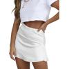 imageLYANER Womens Casual Floral Print Satin Silk High Waist Zipper Mini Short SkirtSolid White