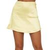 imageLYANER Womens Casual Floral Print Satin Silk High Waist Zipper Mini Short SkirtSolid Yellow