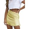 imageLYANER Womens Casual Floral Print Satin Silk High Waist Zipper Mini Short SkirtSolid Yellow