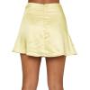 imageLYANER Womens Casual Floral Print Satin Silk High Waist Zipper Mini Short SkirtSolid Yellow