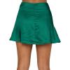 imageLYANER Womens Casual Floral Print Satin Silk High Waist Zipper Mini Short SkirtTurquoise