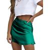 imageLYANER Womens Casual Floral Print Satin Silk High Waist Zipper Mini Short SkirtTurquoise