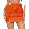 imageLYANER Womens Casual Drawstring Ruched Split Hem Ribbed Mini Short Skirts Orange Medium
