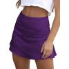 imageLYANER Womens Casual Floral Print Satin Silk High Waist Zipper Mini Short SkirtSolid Deep Purple