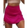 imageLYANER Womens Casual Floral Print Satin Silk High Waist Zipper Mini Short SkirtSolid Rose Red