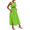 imageLYANER Womens 2 Piece Outfits Sleeveless Tank Crop Top and Wrap Split Slit Ruched Bodycon Midi SkirtBright Green
