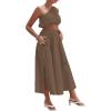 imageLYANER Womens 2 Piece Outfits Sleeveless Tank Crop Top and Wrap Split Slit Ruched Bodycon Midi SkirtLight Brown