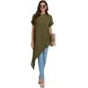 imageLYANER Womens Casual Mock Neck Short Sleeve Irregular Hem Loose Blouse Long Shirt TopArmy Green