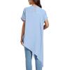 imageLYANER Womens Casual Mock Neck Short Sleeve Irregular Hem Loose Blouse Long Shirt TopAzure