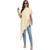 imageLYANER Womens Casual Mock Neck Short Sleeve Irregular Hem Loose Blouse Long Shirt TopBeige