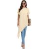 imageLYANER Womens Casual Mock Neck Short Sleeve Irregular Hem Loose Blouse Long Shirt TopBeige