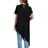 imageLYANER Womens Casual Mock Neck Short Sleeve Irregular Hem Loose Blouse Long Shirt TopBlack