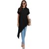 imageLYANER Womens Casual Mock Neck Short Sleeve Irregular Hem Loose Blouse Long Shirt TopBlack