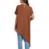 imageLYANER Womens Casual Mock Neck Short Sleeve Irregular Hem Loose Blouse Long Shirt TopBrown