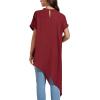 imageLYANER Womens Casual Mock Neck Short Sleeve Irregular Hem Loose Blouse Long Shirt TopBurgundy