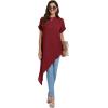 imageLYANER Womens Casual Mock Neck Short Sleeve Irregular Hem Loose Blouse Long Shirt TopBurgundy