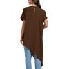 imageLYANER Womens Casual Mock Neck Short Sleeve Irregular Hem Loose Blouse Long Shirt TopDark Brown