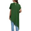 imageLYANER Womens Casual Mock Neck Short Sleeve Irregular Hem Loose Blouse Long Shirt TopDark Green