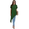 imageLYANER Womens Casual Mock Neck Short Sleeve Irregular Hem Loose Blouse Long Shirt TopDark Green