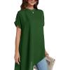 imageLYANER Womens Casual Mock Neck Short Sleeve Irregular Hem Loose Blouse Long Shirt TopDark Green