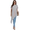 imageLYANER Womens Casual Mock Neck Short Sleeve Irregular Hem Loose Blouse Long Shirt TopGray