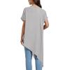 imageLYANER Womens Casual Mock Neck Short Sleeve Irregular Hem Loose Blouse Long Shirt TopGray