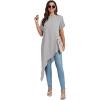 imageLYANER Womens Casual Mock Neck Short Sleeve Irregular Hem Loose Blouse Long Shirt TopGray