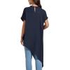 imageLYANER Womens Casual Mock Neck Short Sleeve Irregular Hem Loose Blouse Long Shirt TopNavy Blue