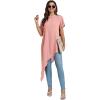 imageLYANER Womens Casual Mock Neck Short Sleeve Irregular Hem Loose Blouse Long Shirt TopPink