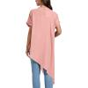imageLYANER Womens Casual Mock Neck Short Sleeve Irregular Hem Loose Blouse Long Shirt TopPink