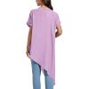 imageLYANER Womens Casual Mock Neck Short Sleeve Irregular Hem Loose Blouse Long Shirt TopPurple