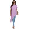 imageLYANER Womens Casual Mock Neck Short Sleeve Irregular Hem Loose Blouse Long Shirt TopPurple