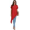 imageLYANER Womens Casual Mock Neck Short Sleeve Irregular Hem Loose Blouse Long Shirt TopRed