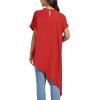 imageLYANER Womens Casual Mock Neck Short Sleeve Irregular Hem Loose Blouse Long Shirt TopRed