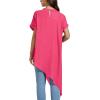 imageLYANER Womens Casual Mock Neck Short Sleeve Irregular Hem Loose Blouse Long Shirt TopRose