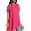 imageLYANER Womens Casual Mock Neck Short Sleeve Irregular Hem Loose Blouse Long Shirt TopRose