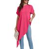 imageLYANER Womens Casual Mock Neck Short Sleeve Irregular Hem Loose Blouse Long Shirt TopRose