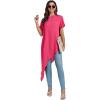 imageLYANER Womens Casual Mock Neck Short Sleeve Irregular Hem Loose Blouse Long Shirt TopRose