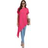 imageLYANER Womens Casual Mock Neck Short Sleeve Irregular Hem Loose Blouse Long Shirt TopRose